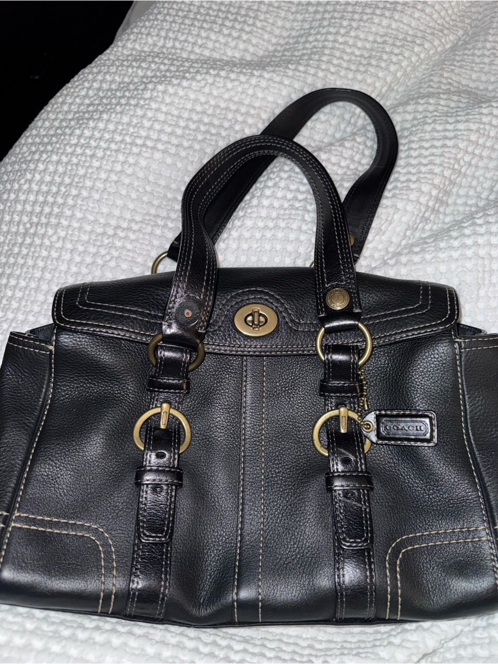 Vintage Coach Chelsea Leather Black Pebble Satchel